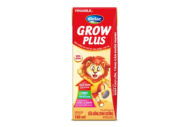 Sữa uống dinh dưỡng Dielac Grow Plus sữa non hộp 180ml - vỉ 4 hộp