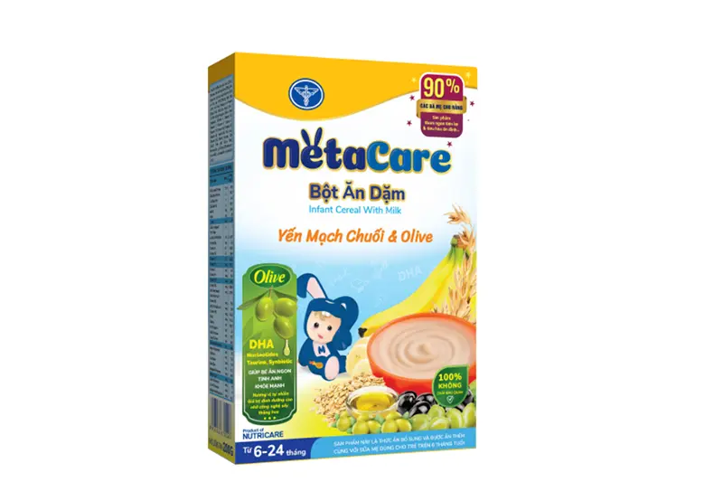 Bột ăn dặm Metacare yến mạch chuối và olive - hộp 200g