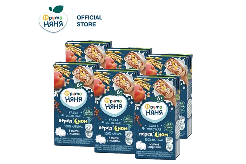 Sữa đêm Fruto Nga lúa mạch đào - hộp 200ml