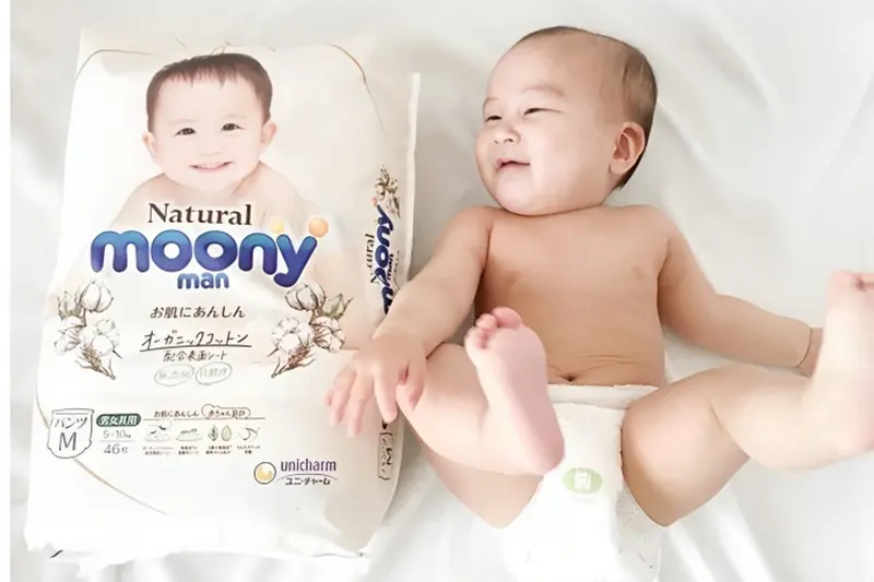 Tã dán Moony Natural size M (6-11kg) - bịch 46 miếng
