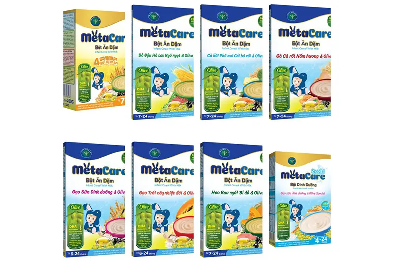 Bột ăn dặm Metacare bò, đậu Hà Lan, ngô ngọt và olive - hộp 200g