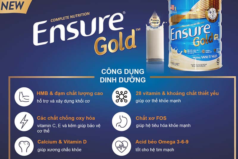 Sữa bột Ensure Gold hương vani - lon 850g