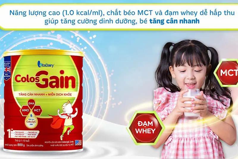 Sữa bột Colos Gain (1-10 tuổi) - lon 800g