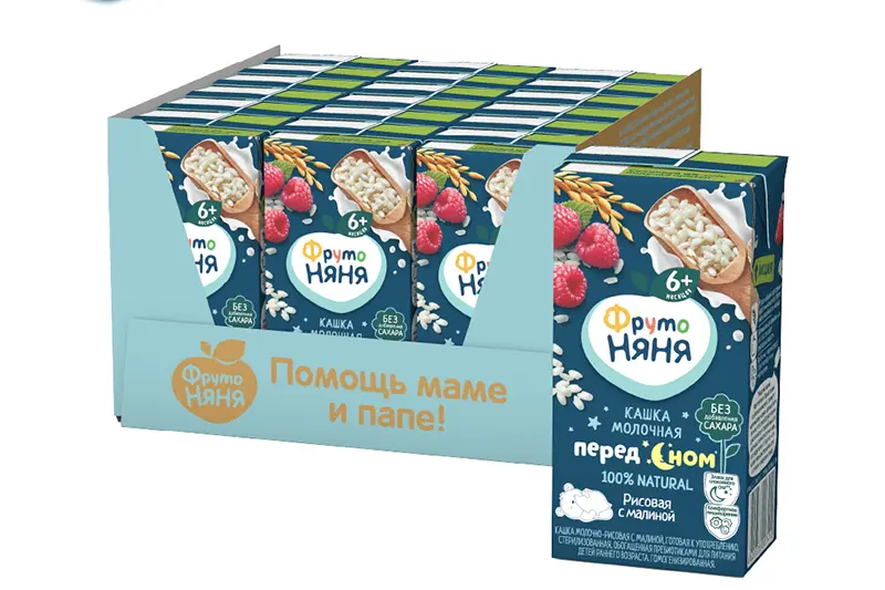 Sữa đêm Fruto Nga mâm xôi lúa mạch - hộp 200ml