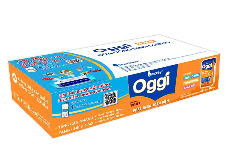 Sữa uống dinh dưỡng Oggi vị vani hộp 110ml - vỉ 4 hộp