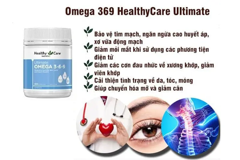 Omega 3-6-9 Healthy care Úc - lọ 200 viên