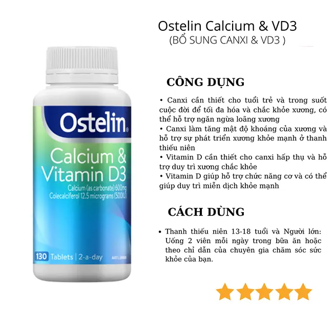 Canxi bầu Ostelin - lọ 130 viên