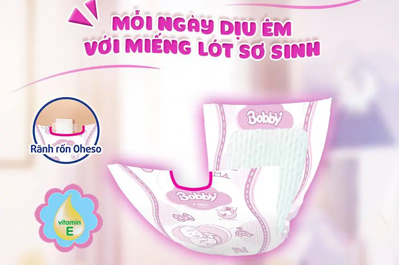 Miếng lót sơ sinh Bobby newborn 1 (<5kg) - bịch 64 miếng