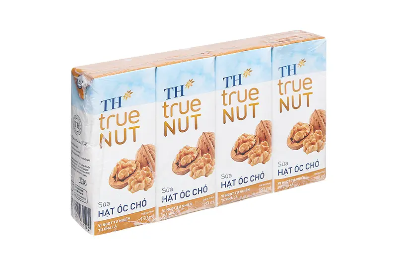 Sữa tươi TH hạt óc chó hộp 180ml - vỉ 4 hộp