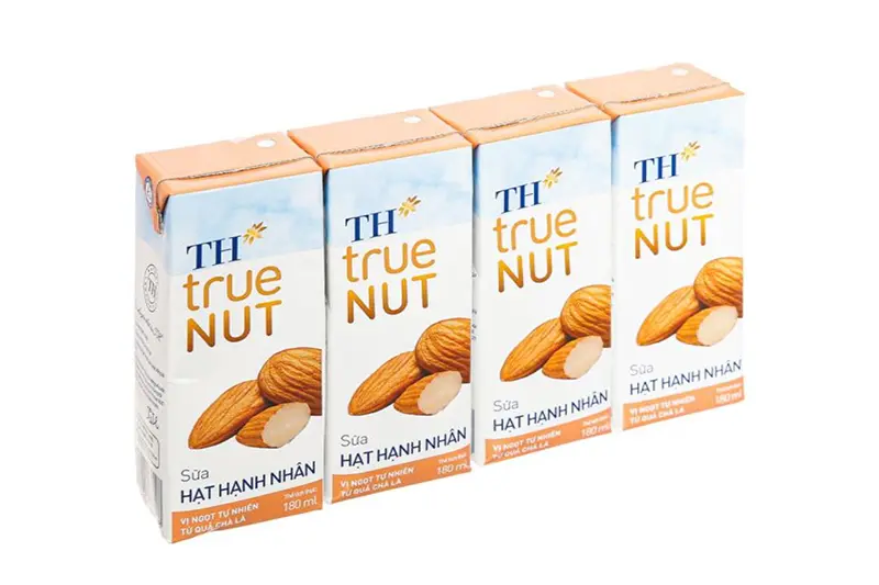 Sữa tươi TH hạt hạnh nhân hộp 180ml - vỉ 4 hộp