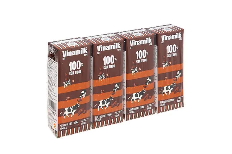 Sữa tươi Vinamilk socola hộp 180ml - vỉ 4 hộp