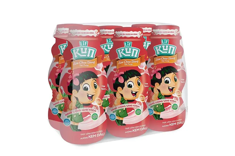 Sữa chua uống Kun dâu lọ 85ml - lốc 6 lọ