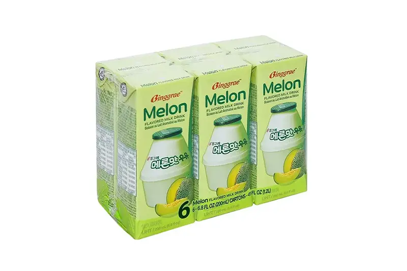 Sữa Binggrae dưa lưới hộp 200ml - vỉ 6 hộp