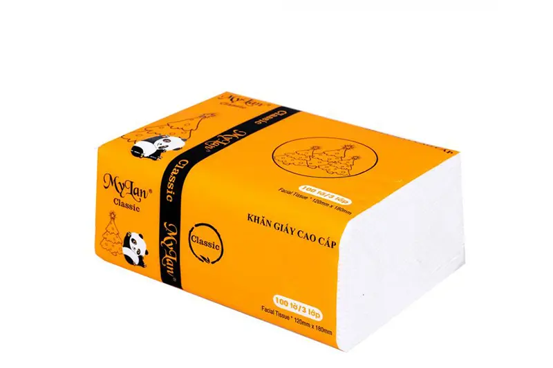 Giấy ăn rút Mylan gấu trúc 300 tờ/3 lớp - gói