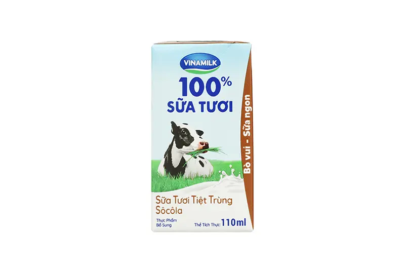 Sữa tươi Vinamilk socola hộp 110ml - vỉ 4 hộp