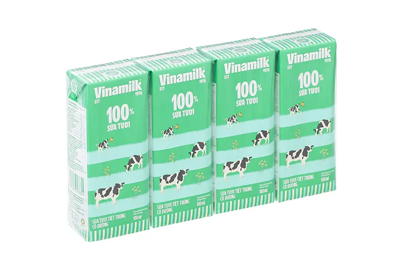 Sữa tươi Vinamilk có đường hộp 180ml - vỉ 4 hộp