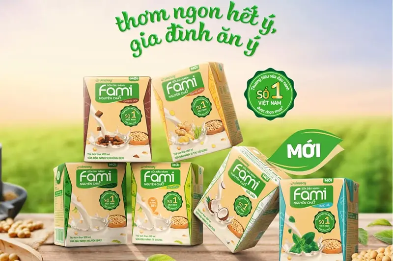 Sữa đậu nành Fami ít đường hộp 200ml - vỉ 6 hộp