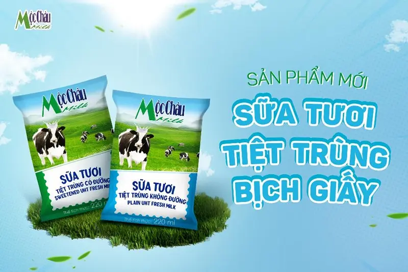 Sữa tươi Mộc Châu không đường - gói 220ml