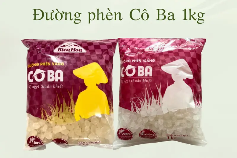 Đường phèn vàng Cô Ba - túi 1kg