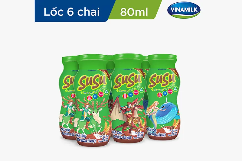 Sữa chua uống Susu socola lọ 80ml - lốc 6 lọ