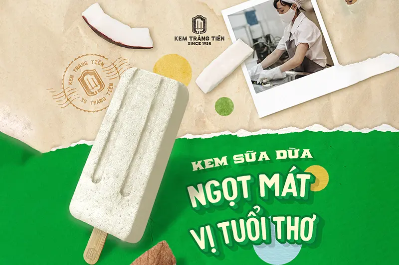 Kem Tràng Tiền 35 sữa dừa - hộp 10 chiếc