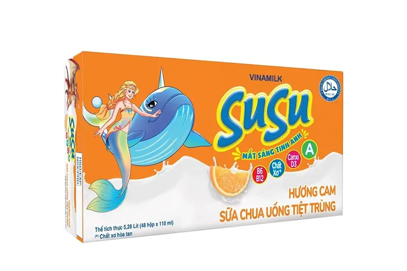 Sữa chua uống Susu cam hộp 110ml - vỉ 4 hộp