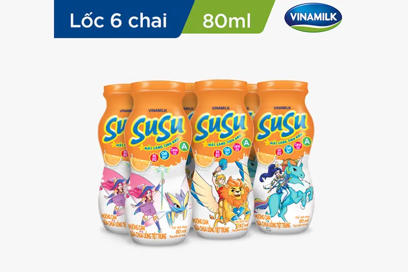 Sữa chua uống Susu cam lọ 80ml - lốc 6 lọ