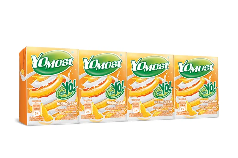 Sữa chua uống Yomost cam hộp 100ml - vỉ 4 hộp