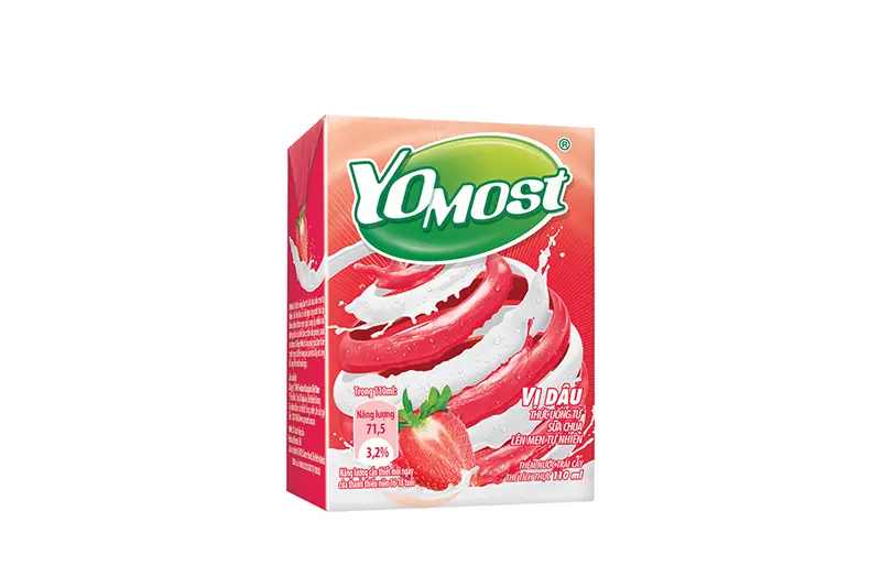 Sữa chua uống Yomost dâu hộp 100ml - vỉ 4 hộp