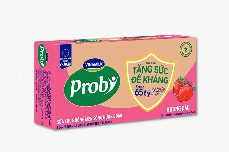 Sữa chua uống Probi hương dâu lọ 65ml - lốc 5 lọ