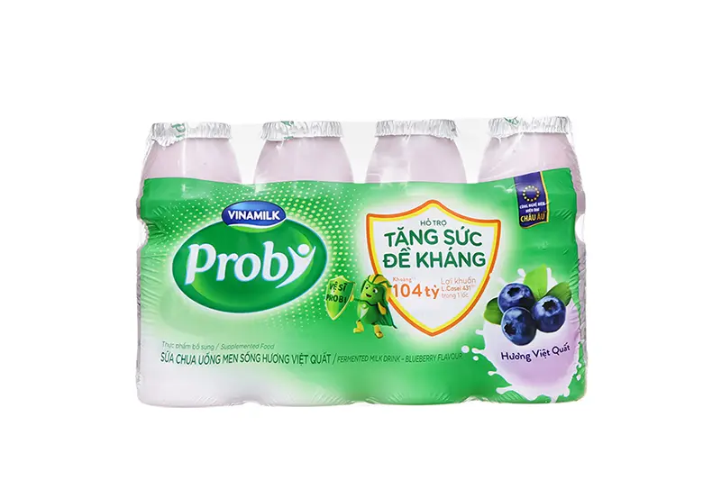 Sữa chua uống Probi hương việt quất lọ 130ml - lốc 4 lọ