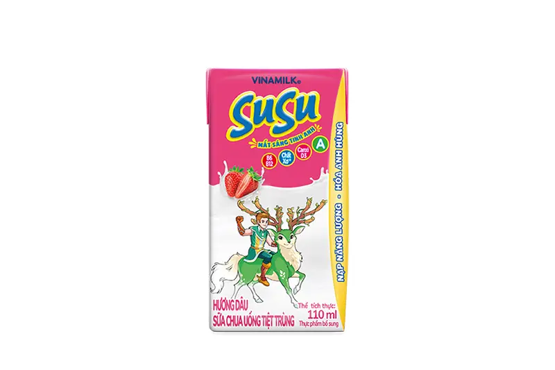 Sữa chua uống Susu dâu hộp 110ml - vỉ 4 hộp