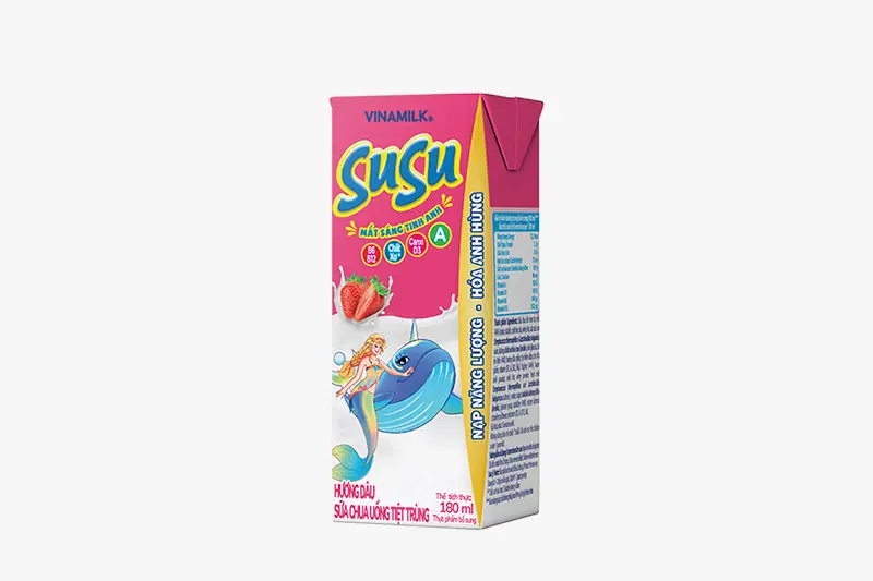 Sữa chua uống Susu dâu hộp 180ml - vỉ 4 hộp