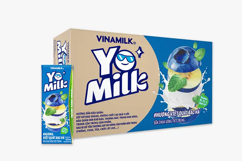 Sữa chua uống Vinamilk hương việt quất hộp 170ml - vỉ 4 hộp