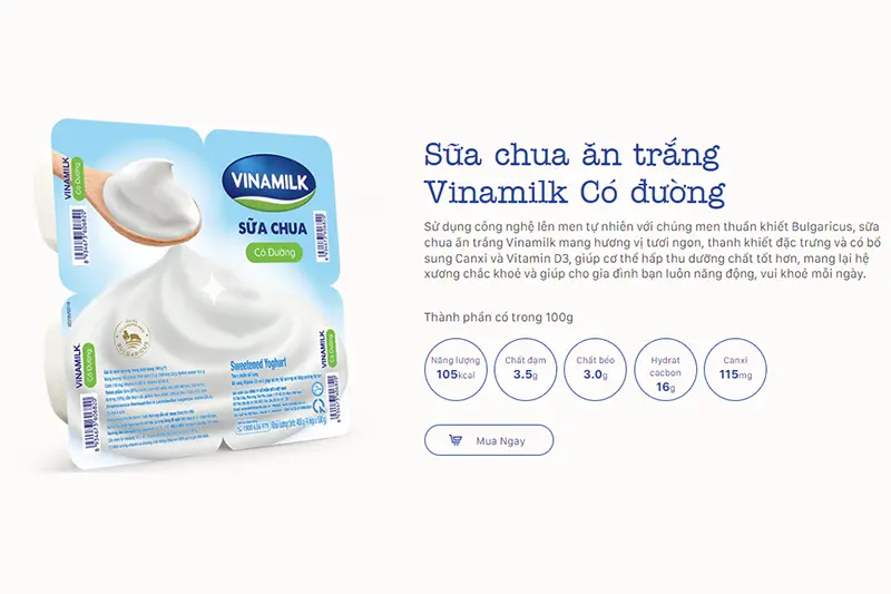 Sữa chua Vinamilk có đường hộp 100g - vỉ 4 hộp