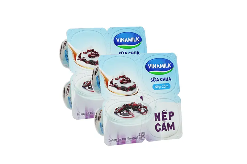 Sữa chua Vinamilk sữa chua nếp cẩm hộp 100g - vỉ 4 hộp