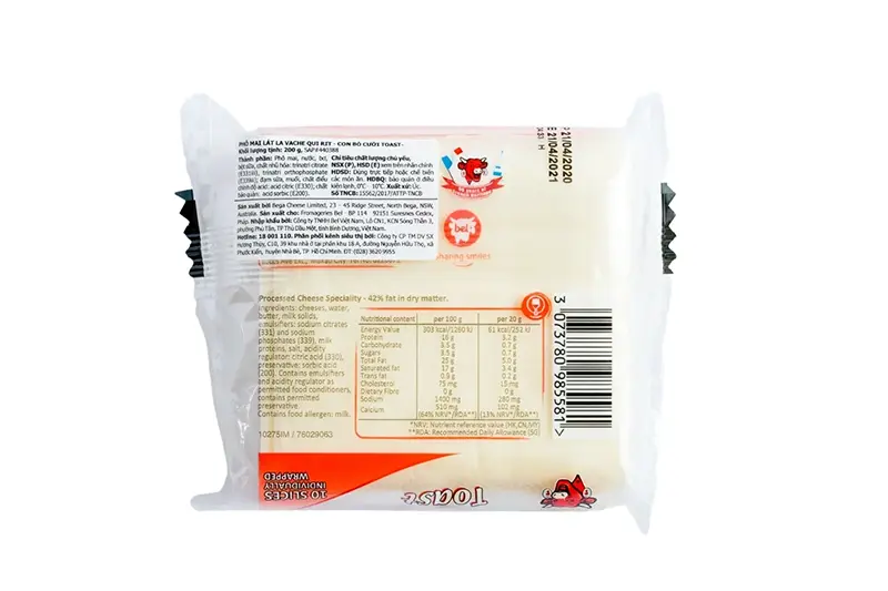 Phô mai con bò cười Toast - túi 200g