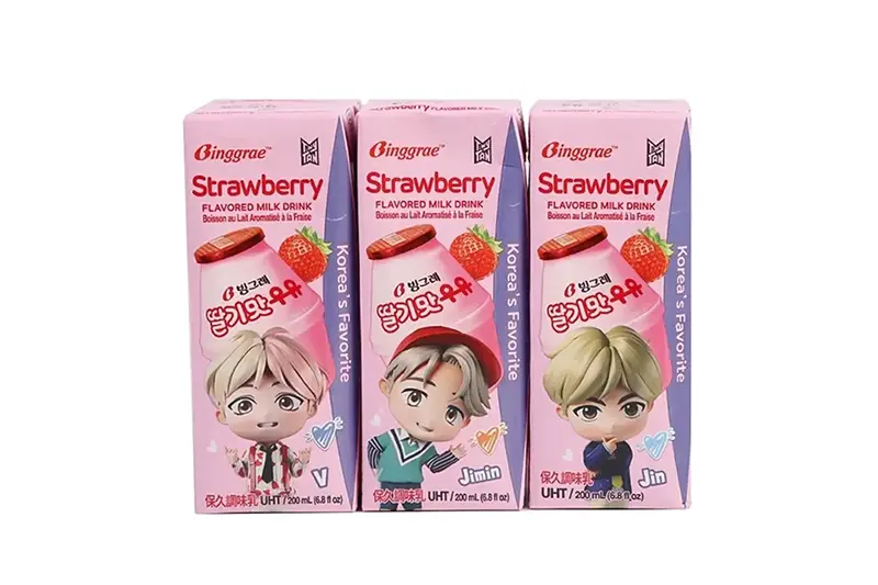 Sữa Binggrae dâu hộp 200ml - vỉ 6 hộp