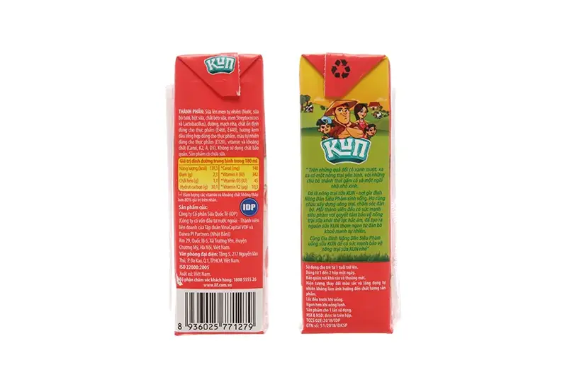Sữa trái cây Kun dâu hộp 180ml - vỉ 4 hộp