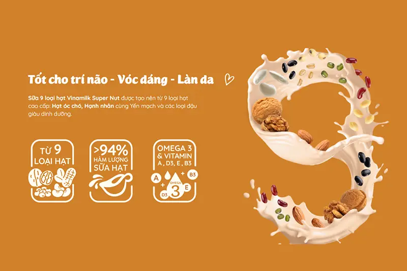 Sữa Vinamilk 9 loại hạt hộp 180ml - vỉ 4 hộp