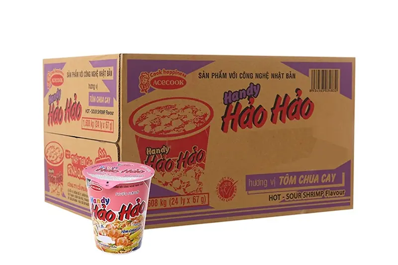 Mì ly Hảo Hảo Handy tôm chua cay - thùng 24 ly