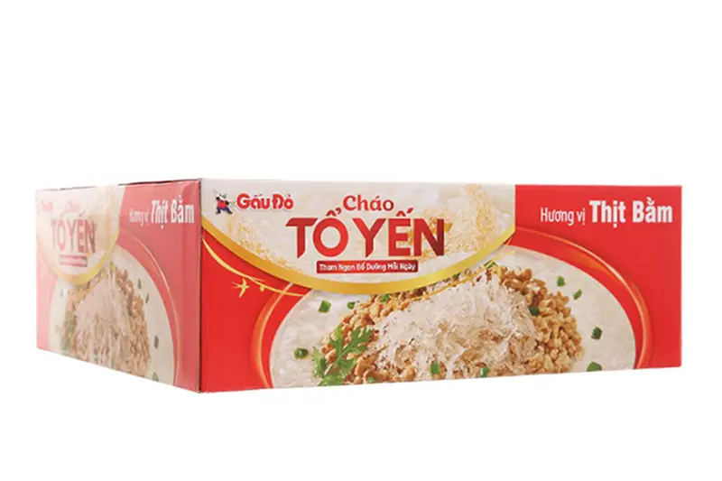 Cháo tổ yến gấu đỏ thịt bằm - thùng (30 gói * 50g)