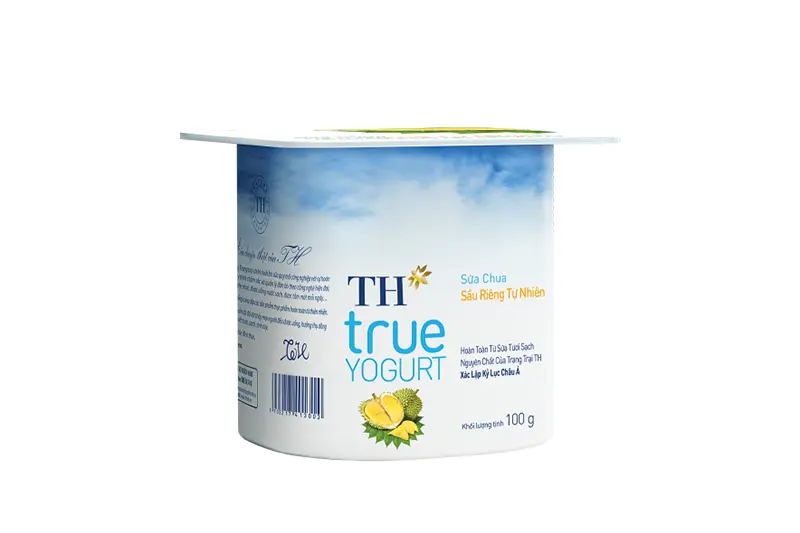 Sữa chua TH sầu riêng hộp 100g - vỉ 4 hộp
