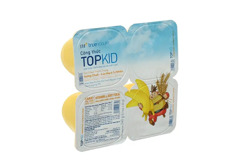 Sữa chua TH Topkid chuối lúa mạch hộp 60g - vỉ 4 hộp