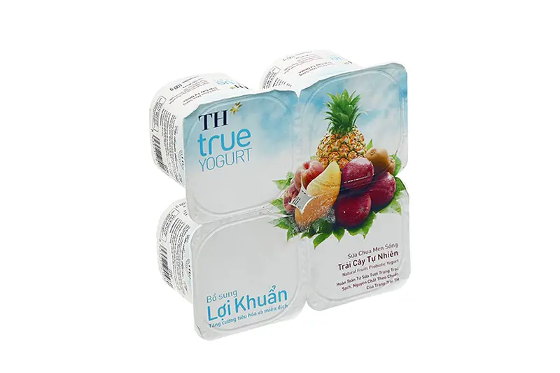 Sữa chua TH trái cây men sống hộp 100g - vỉ 4 hộp