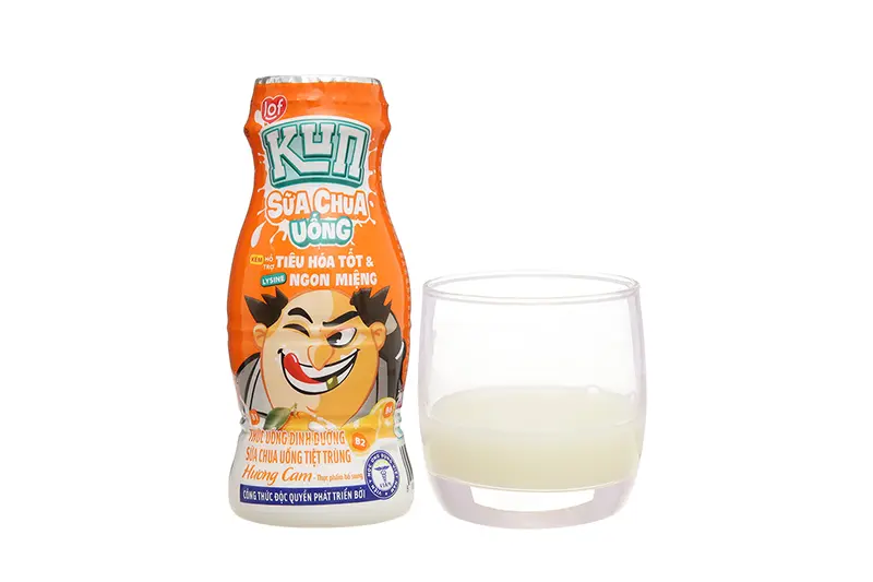 Sữa chua uống Kun cam lọ 85ml - vỉ 6 lọ