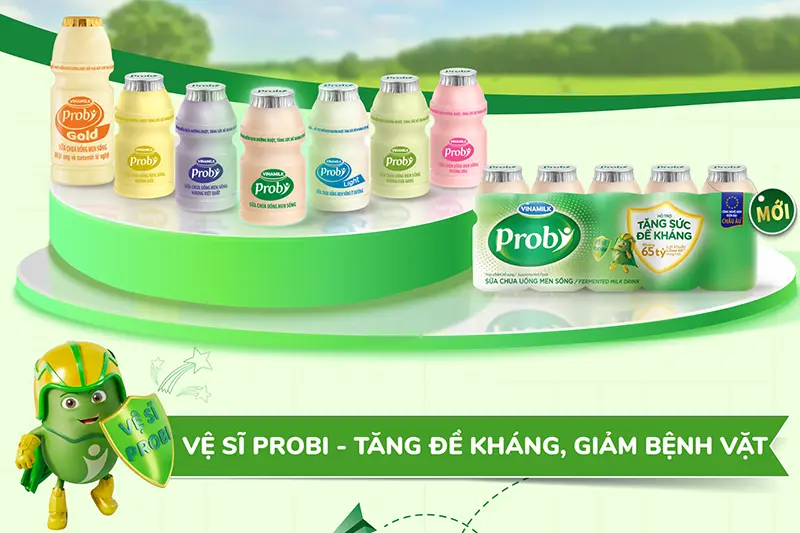 Sữa chua uống Probi đường lọ 130ml - lốc 4 lọ