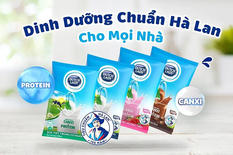 Sữa Cô gái Hà Lan hương dâu - gói 210ml