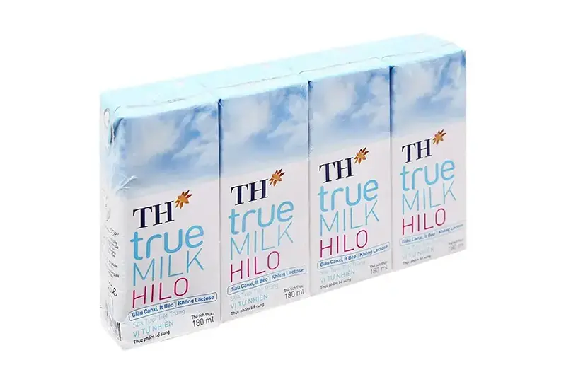 Sữa tươi TH Hilo tự nhiên hộp 180ml - vỉ 4 hộp