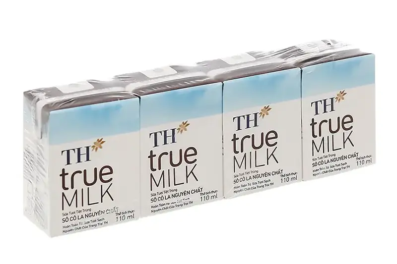 Sữa tươi TH socola hộp 110ml - vỉ 4 hộp